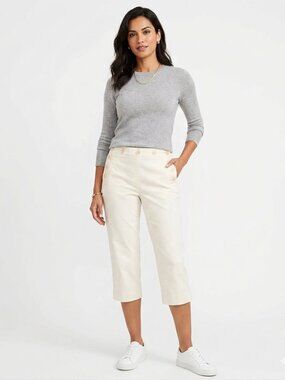 J CREW WOMEN'S SAILOR CHINO WHITE BUTTON FRONT BACK LACE UP PANTS - 6